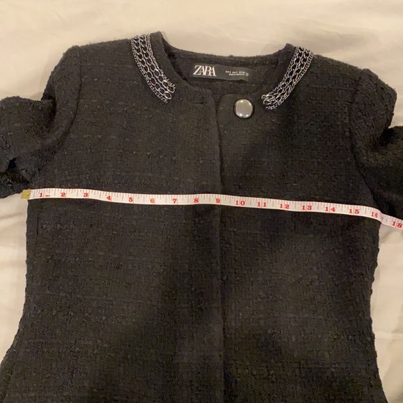 Zara Tweed Front Jacket With Chain Detail - Picture 12 of 12